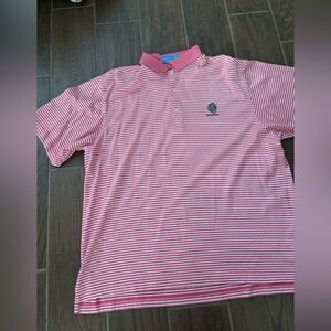Fairway & Greene pink Striped Polo Shirt with North River logo on chest size l